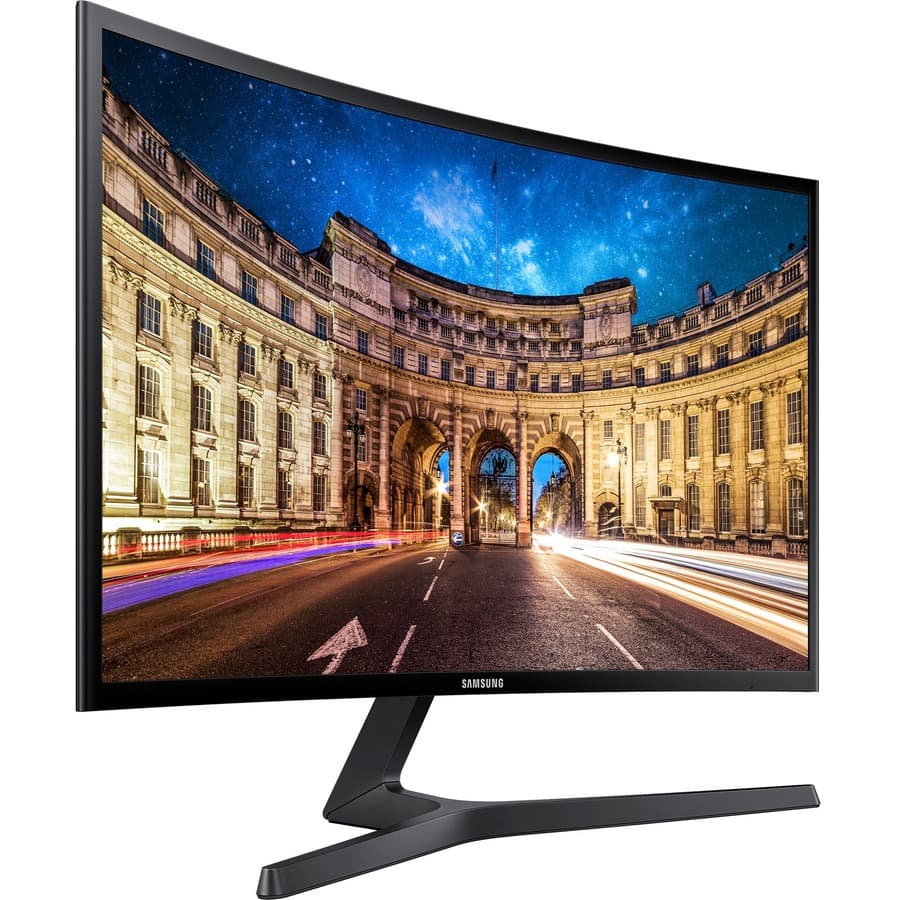 Samsung 27-inch curved Full HD monitor with slim black desktop design