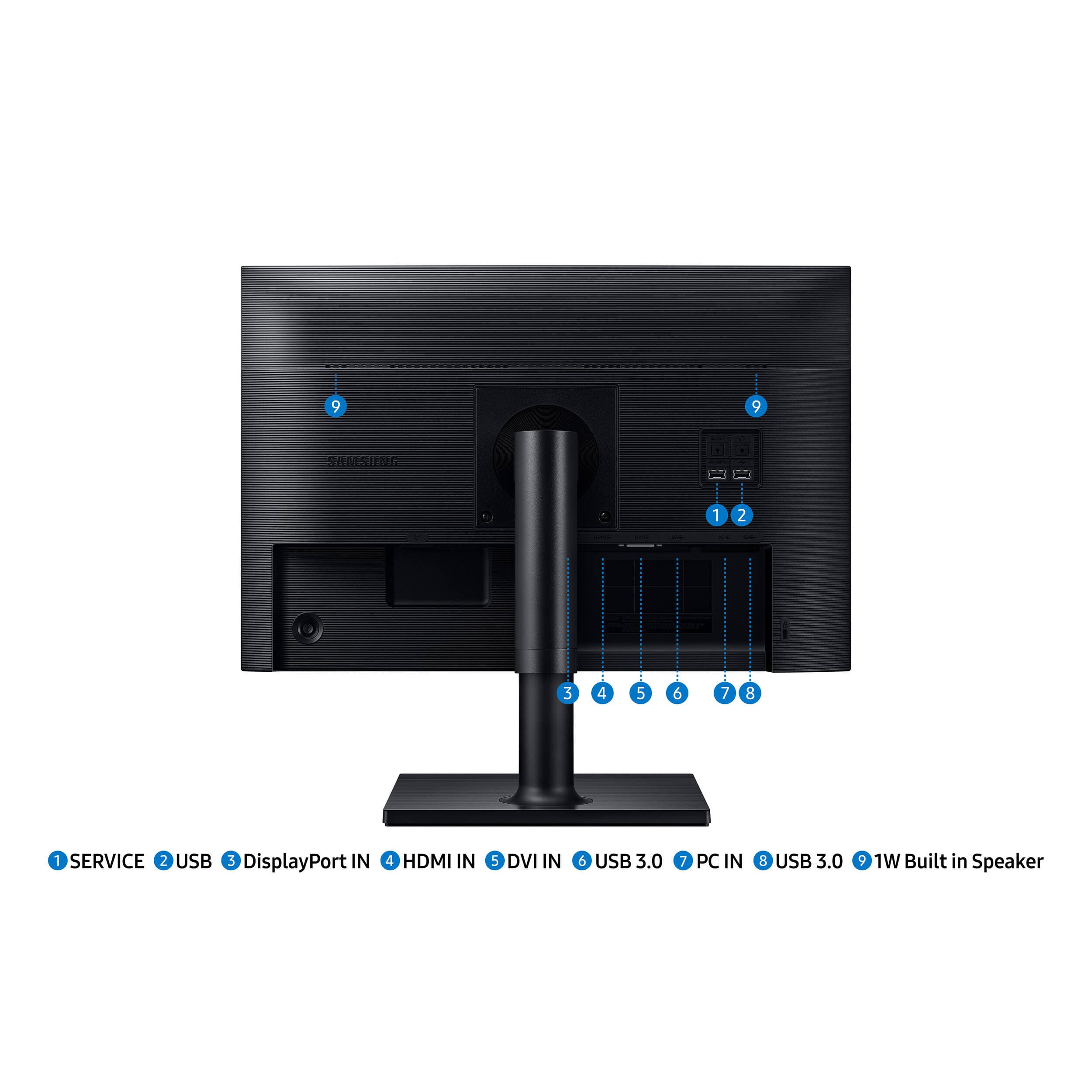 Samsung F24T454GYN 24-inch IPS business monitor with adjustable stand and USB hub