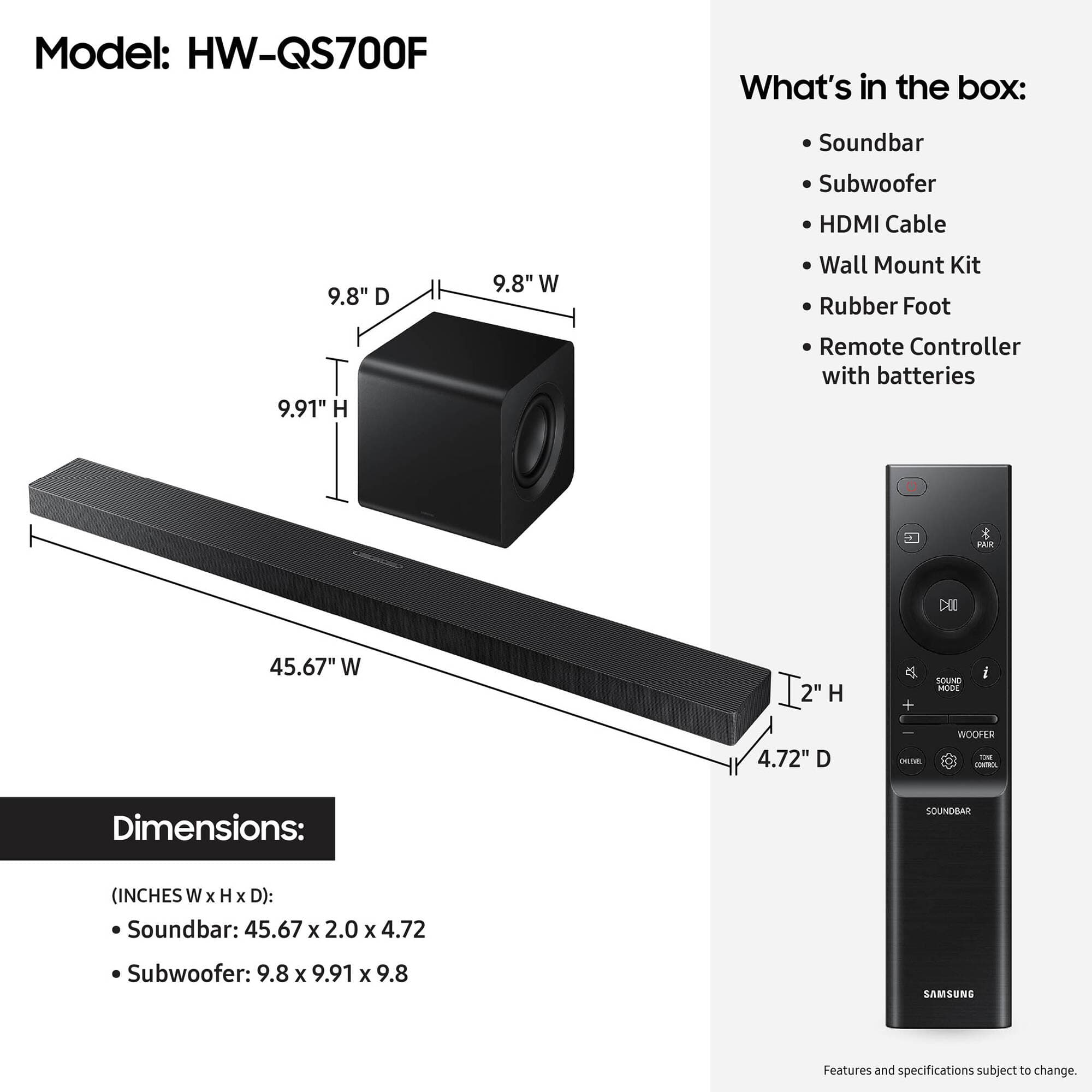 3.1.2 Ch 345W Soundbar Blk view 5