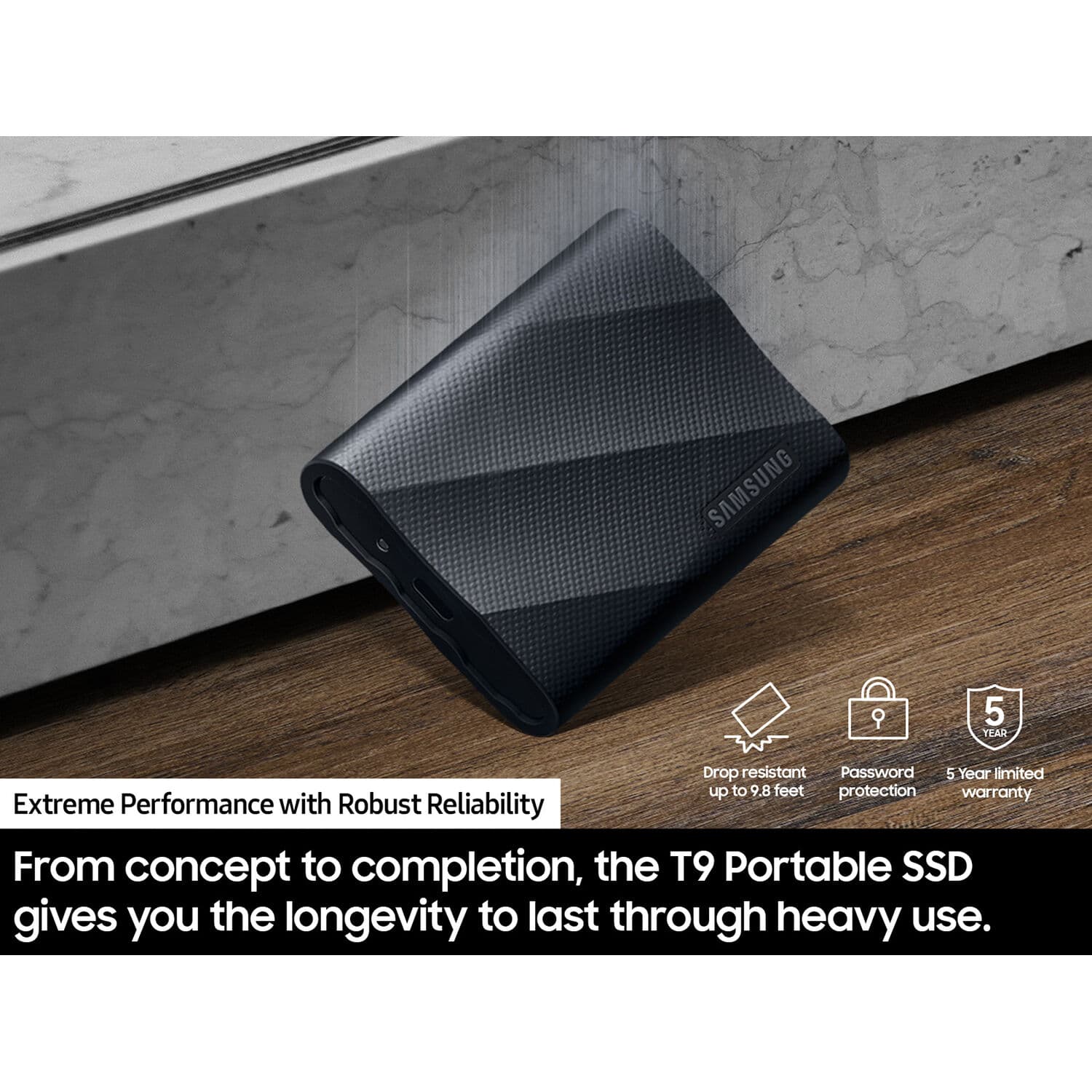 Samsung T9 Portable SSD 1TB external drive with USB-C connection