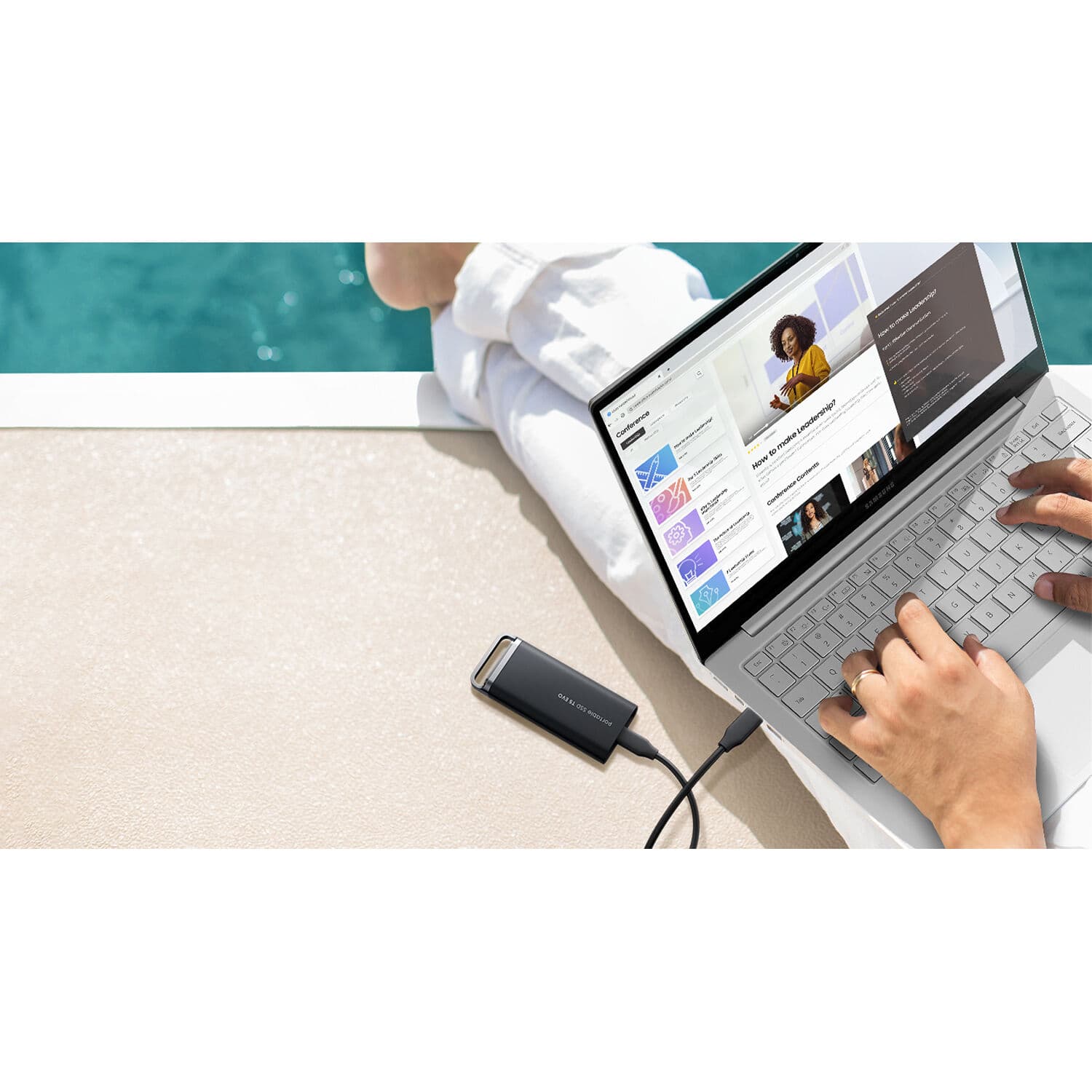 Samsung 2TB T5 EVO portable external SSD in black with USB 3.2 Gen 1 and 256-bit AES encryption