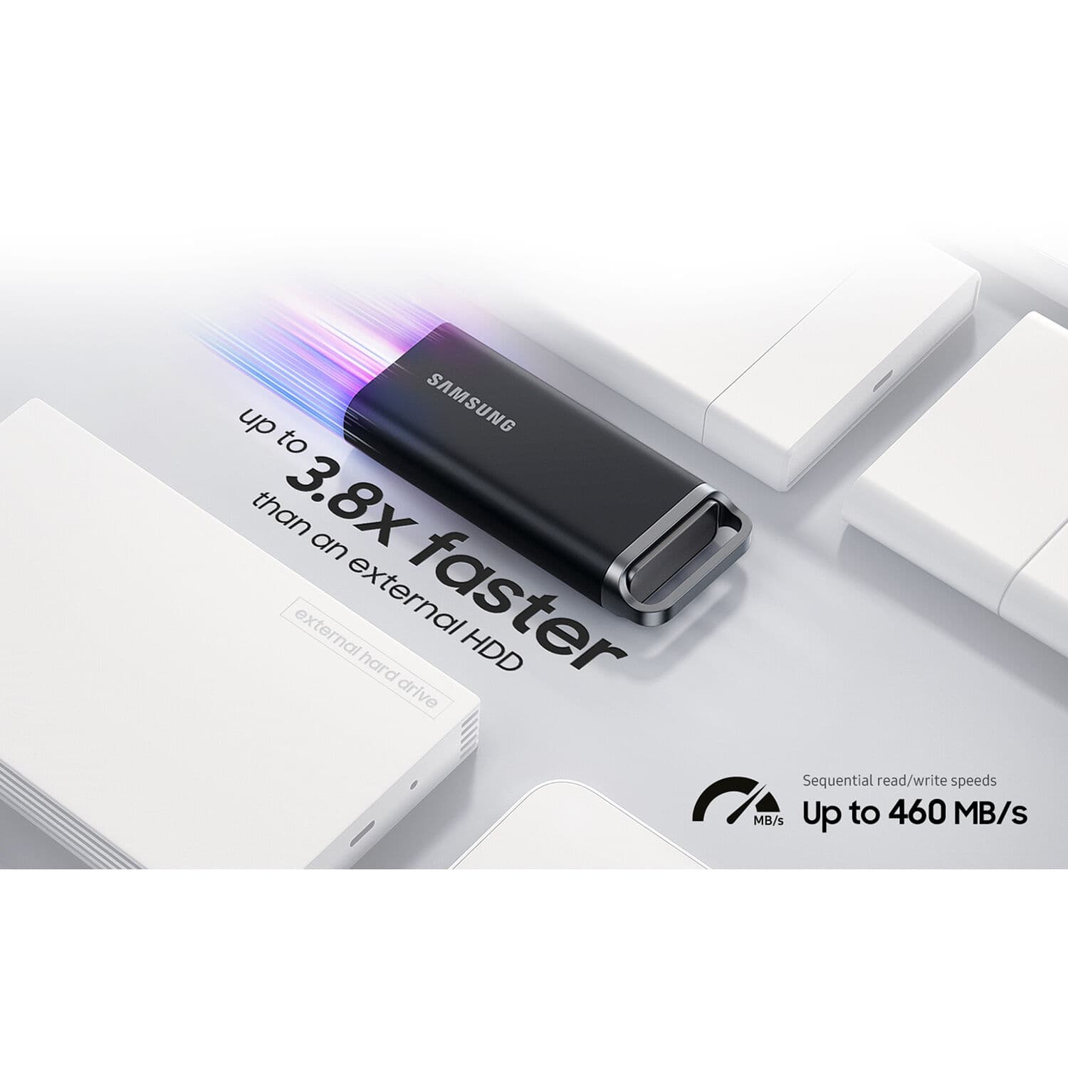 Samsung 2TB T5 EVO portable external SSD in black with USB 3.2 Gen 1 and 256-bit AES encryption