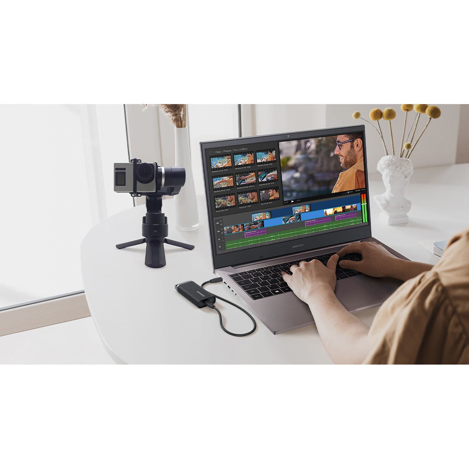 Samsung T5 EVO 8TB portable external SSD in black with USB 3.2 Gen 1 and secure encrypted storage