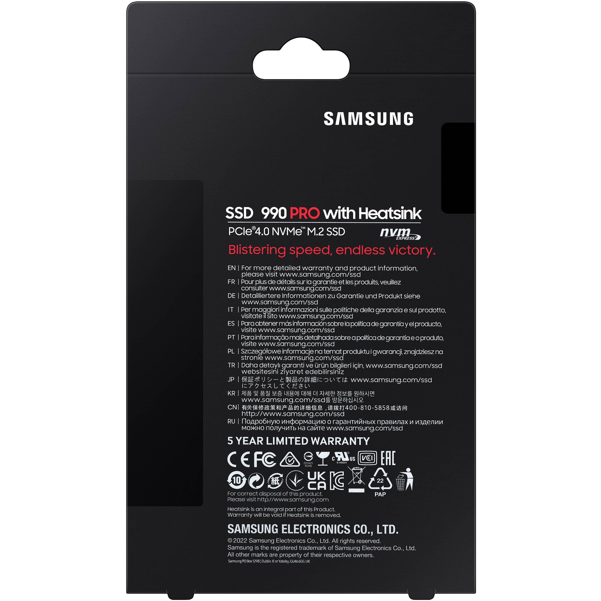 Samsung 1TB 990 PRO M.2 PCIe 4.0 SSD with heatsink