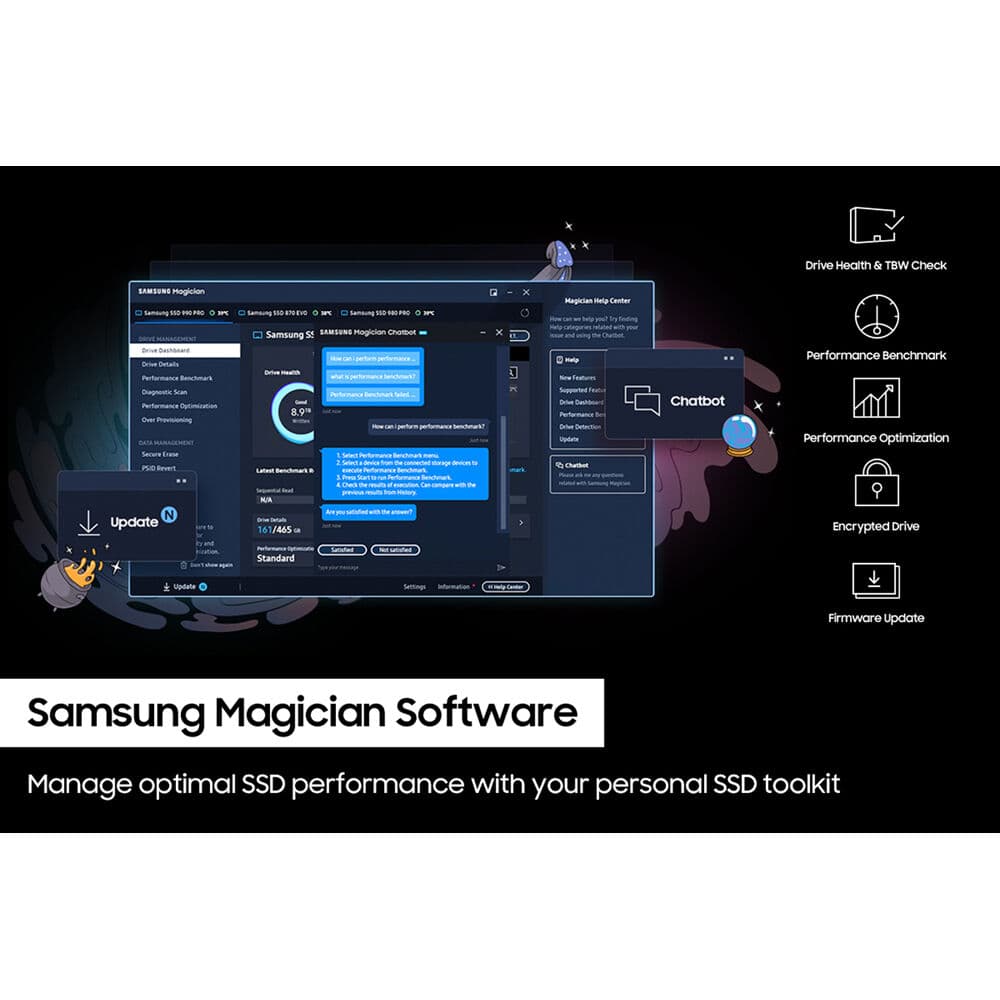 Samsung 990 PRO 4 TB PCIe 4.0 M.2 NVMe SSD for desktop storage