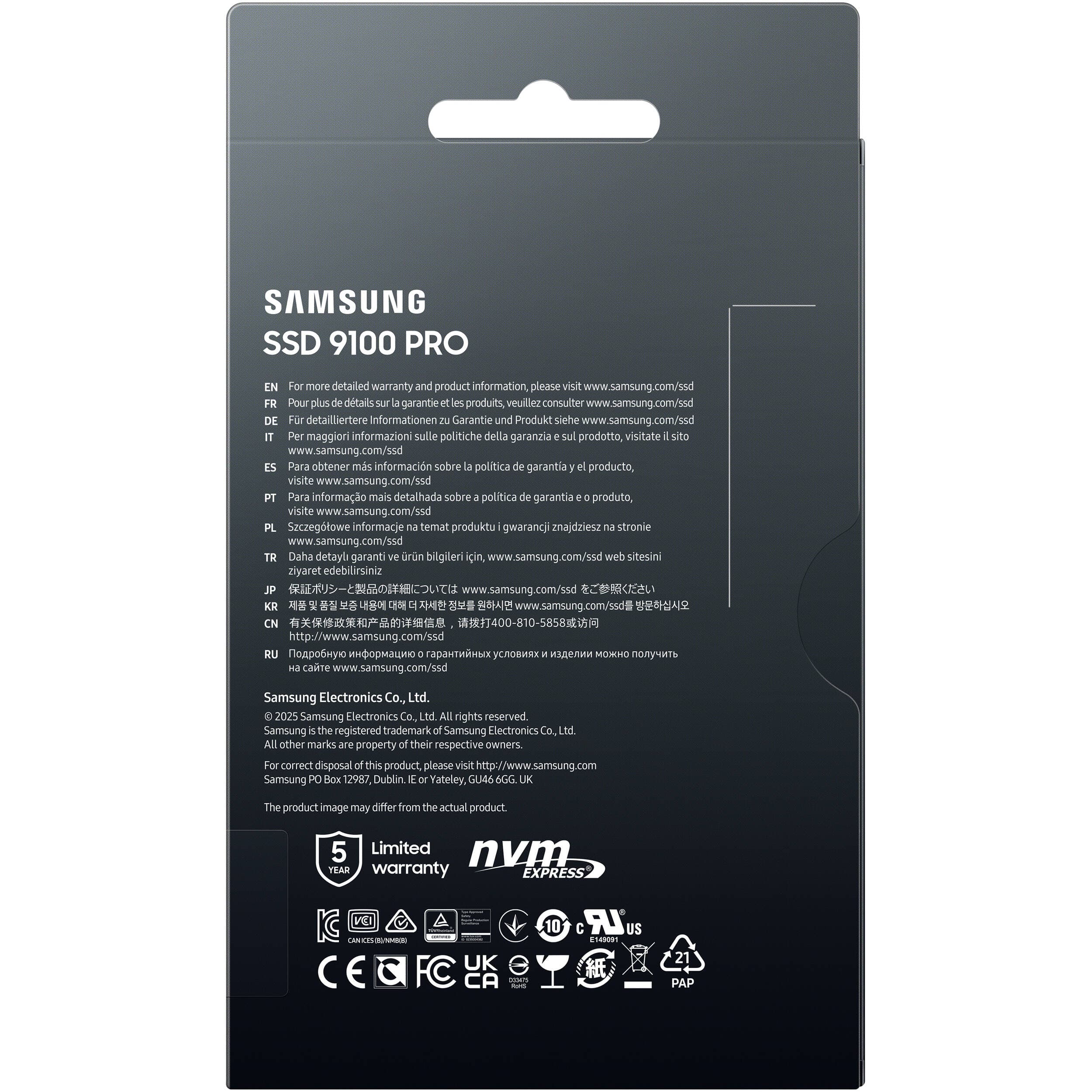 SAMSUNG 2TB 9100 PRO PCIE 5.0X4 NVME 2.0 V NAND TLC V8 M.2 YEAR LIMITED WARRANTY view 6