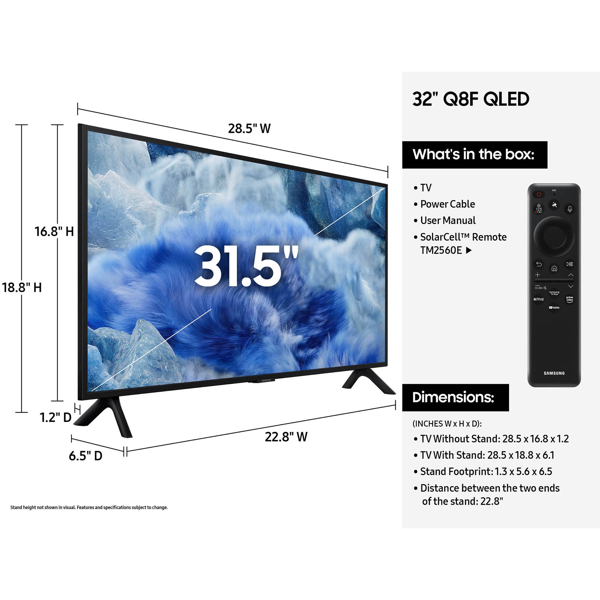 Samsung 32-inch QLED 4K smart TV with HDR support for compact rooms