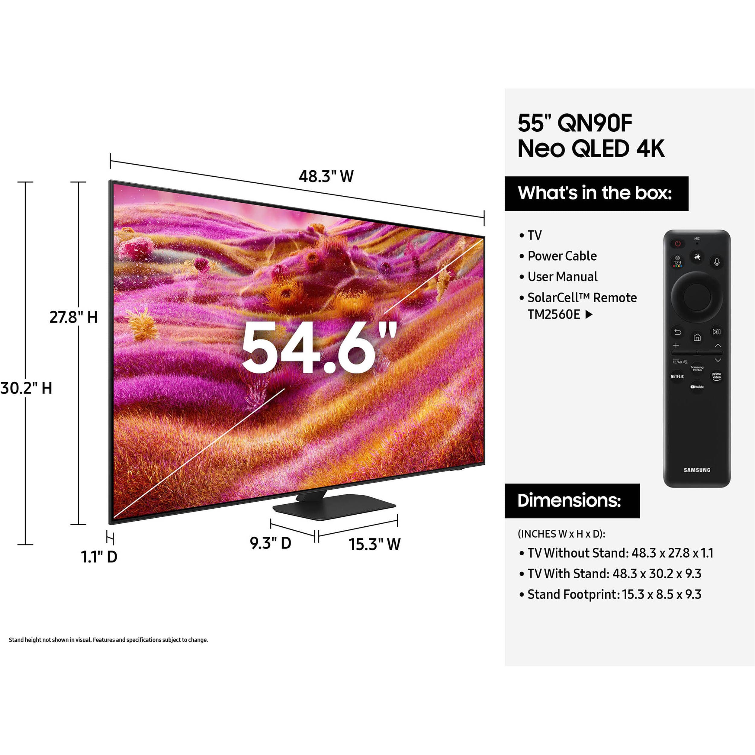Samsung 55-inch Neo QLED 4K smart TV with 120Hz refresh rate and Dolby Atmos support