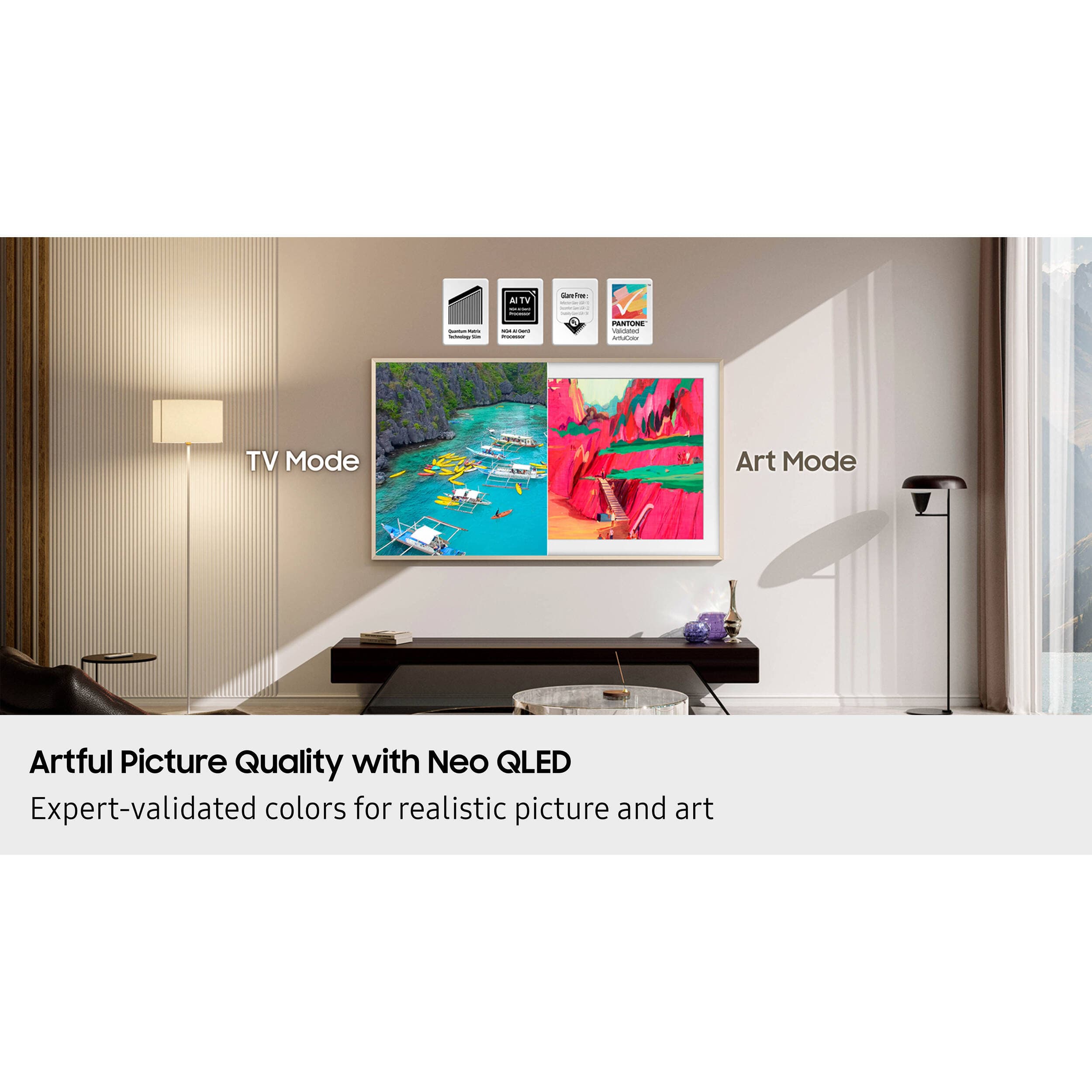 Samsung 65-inch Neo QLED 4K Frame PRO smart TV with 120 Hz refresh