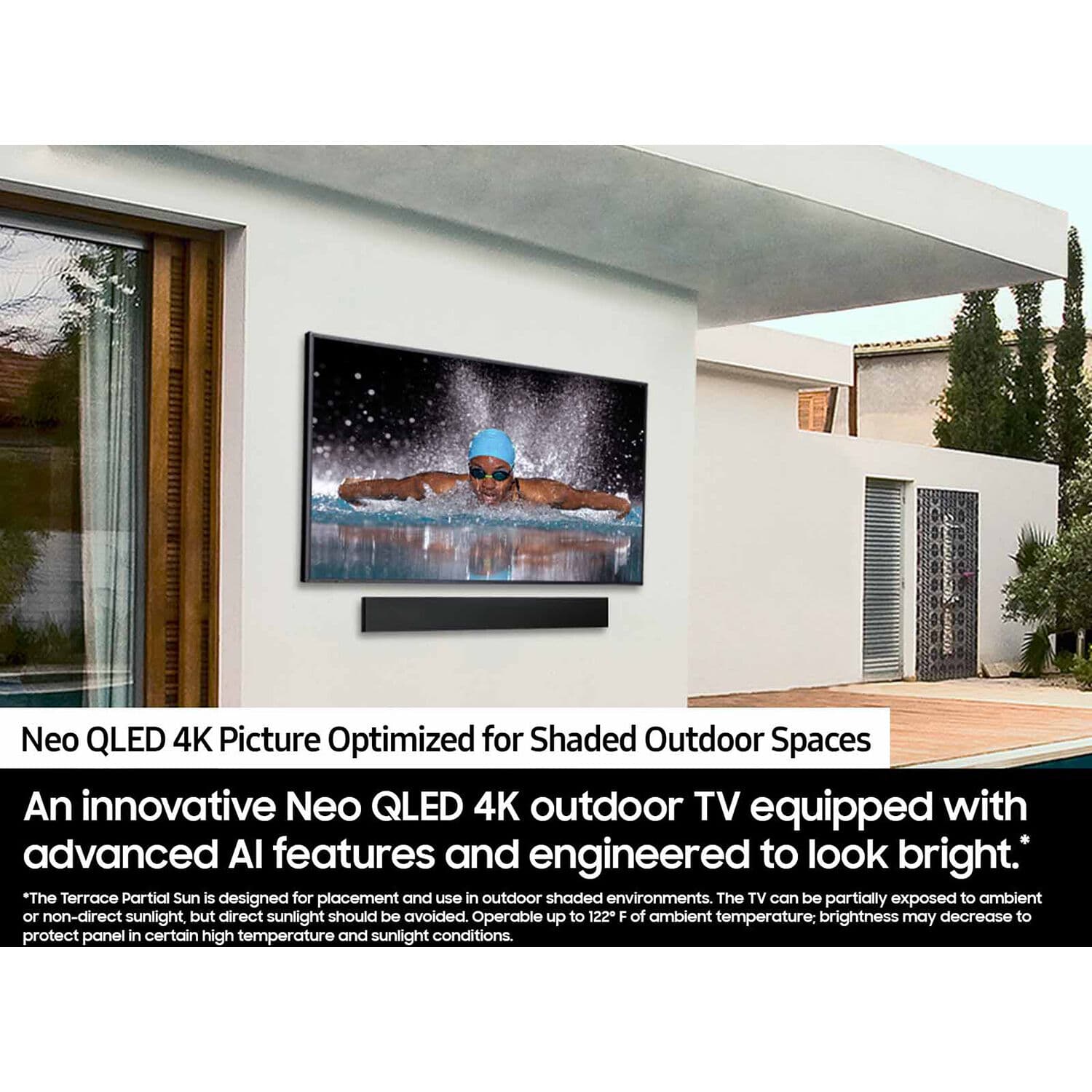Samsung 65-inch Neo QLED 4K smart TV for bright partial-sun viewing