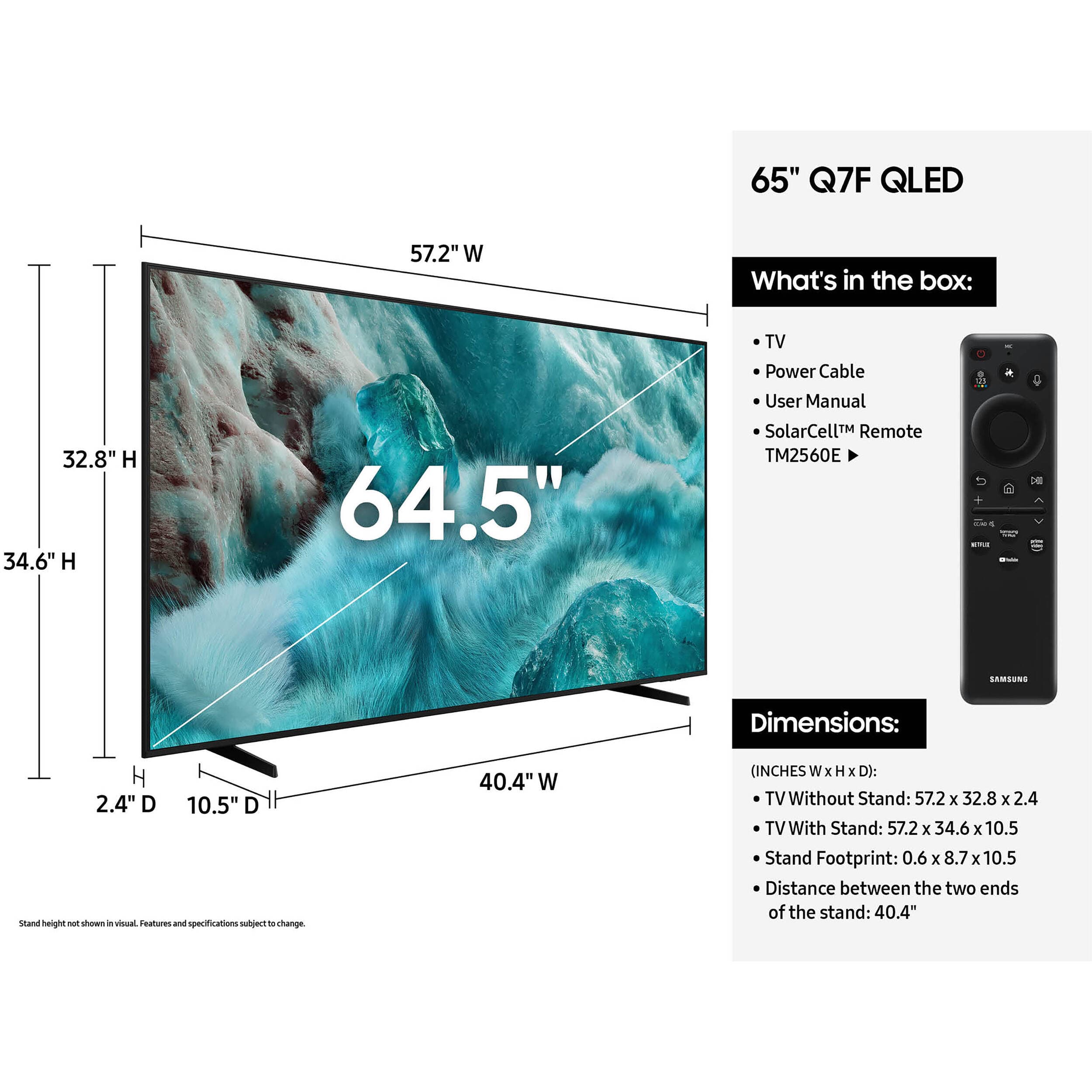 Samsung 65-inch QLED 4K smart TV with slim black bezel for conference rooms and premium lounge spaces