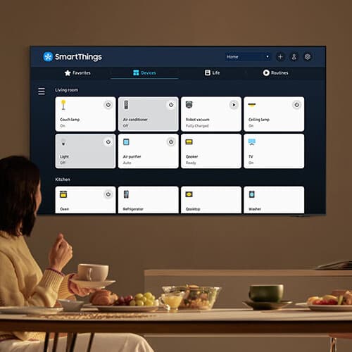 Samsung 65-inch OLED 4K smart TV with 120 Hz refresh rate for premium boardrooms and media spaces