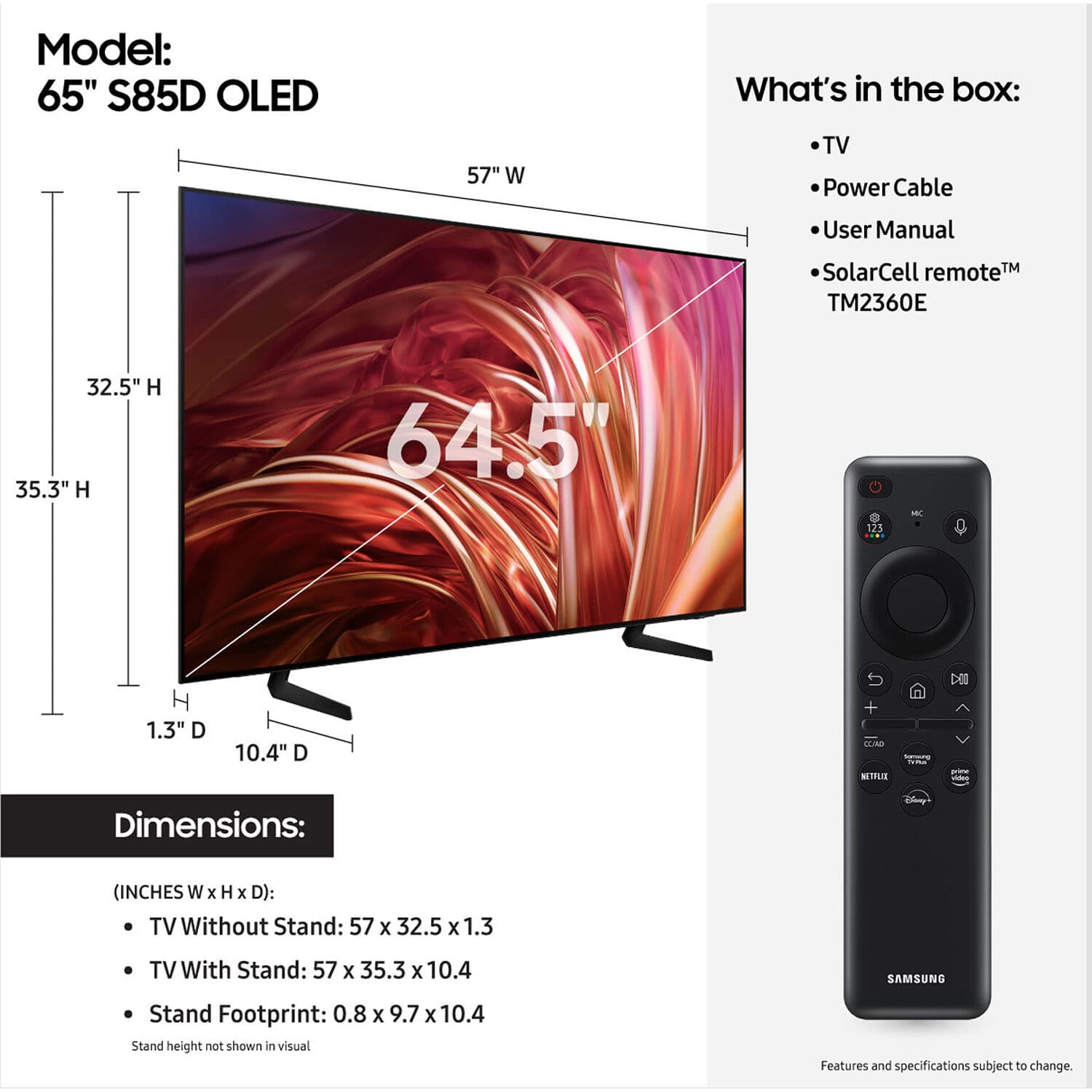 Samsung 65-inch OLED 4K smart TV with 120 Hz refresh rate for premium boardrooms and media spaces