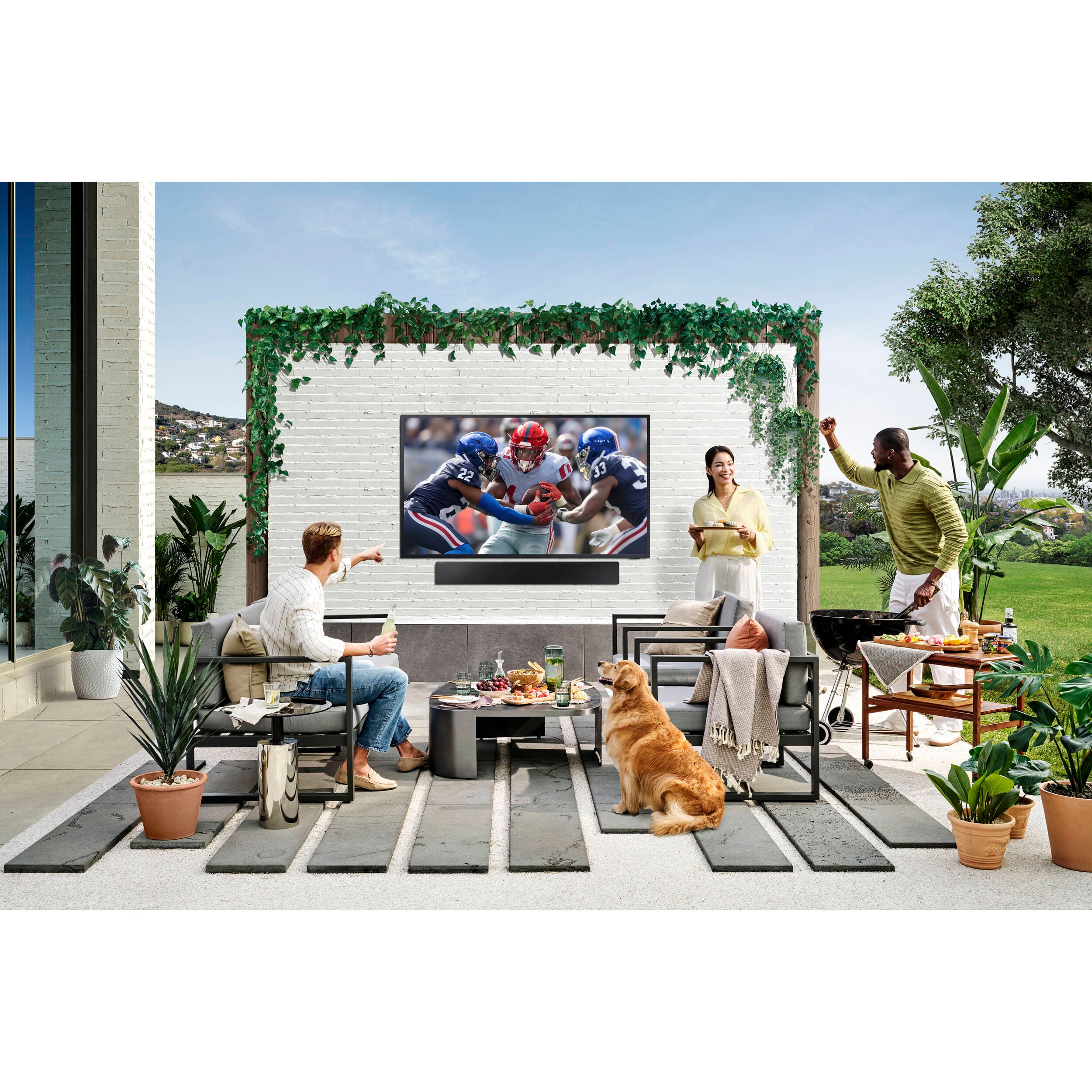 Samsung 75-inch Neo QLED 4K smart TV with 120 Hz refresh rate for bright-room viewing
