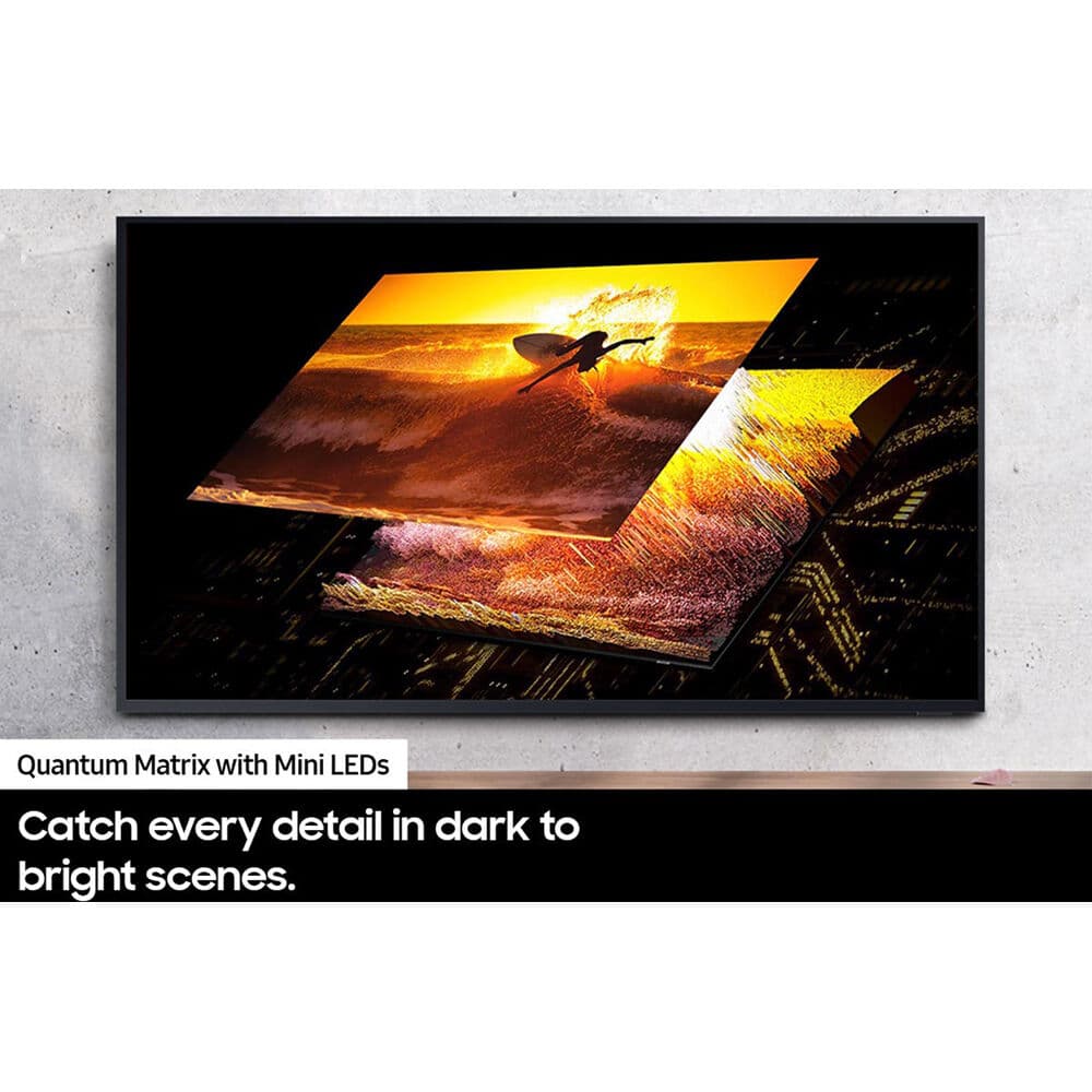 Samsung 75-inch Neo QLED 4K smart TV with 120 Hz refresh rate for bright-room viewing