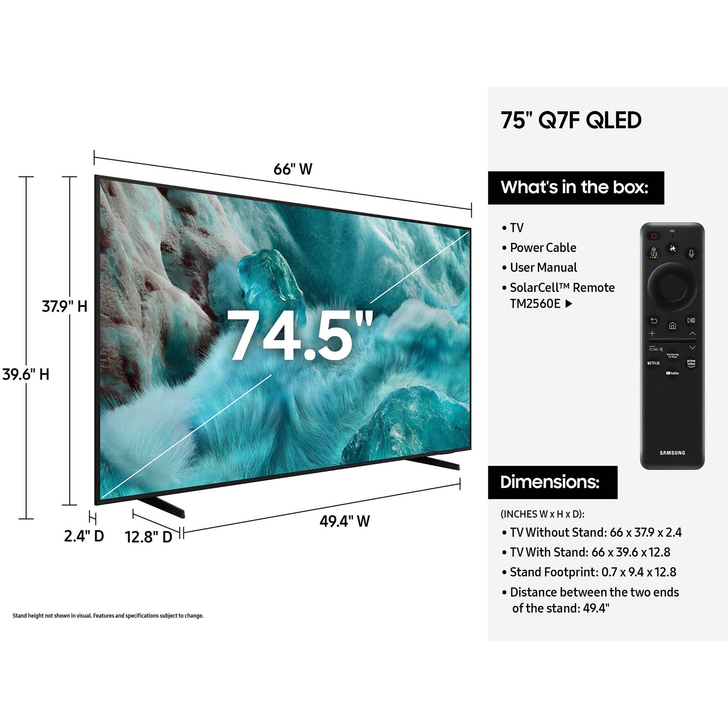Samsung 75-inch QLED 4K Smart TV with slim black bezel