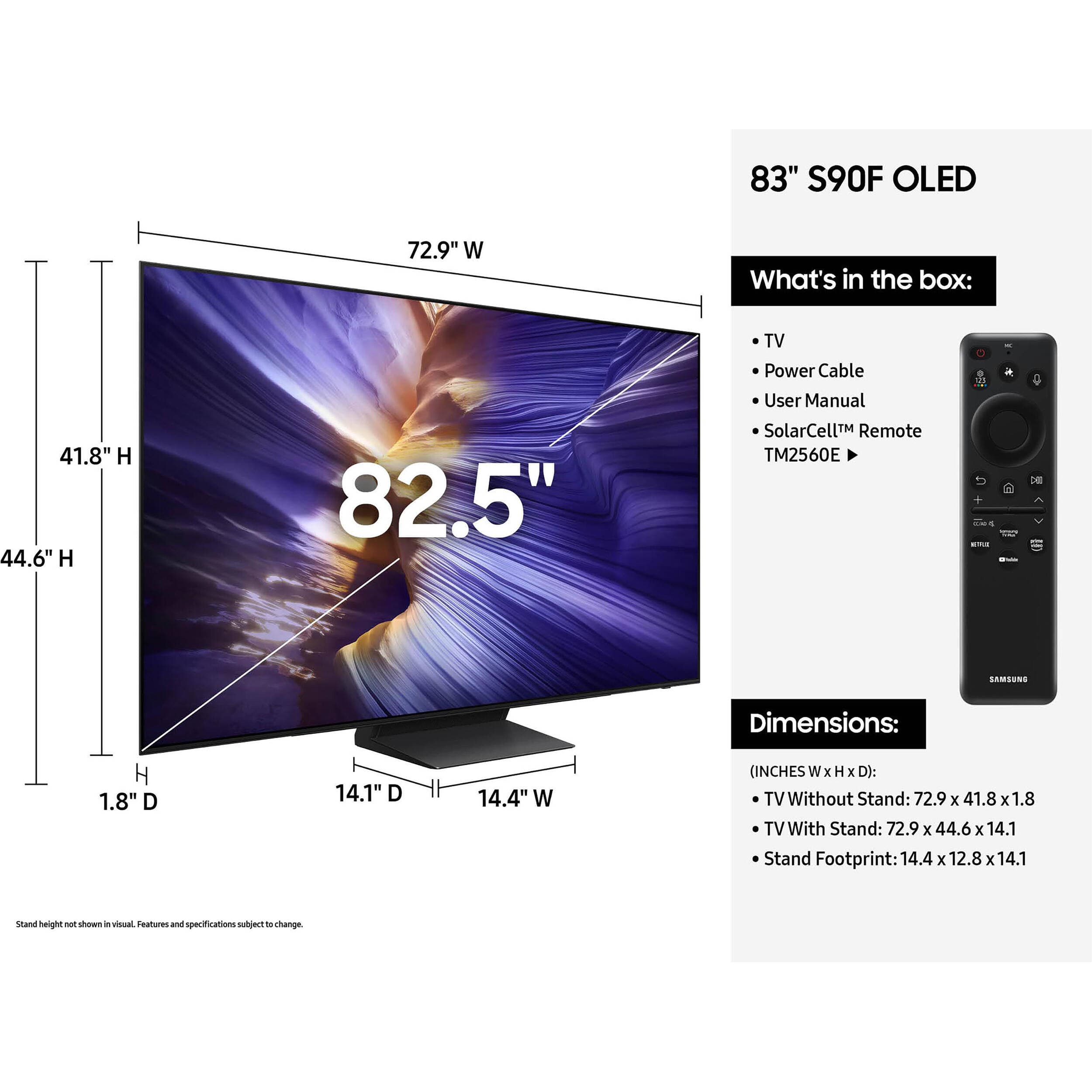 Samsung 83-inch OLED 4K smart TV with wide cinematic screen and slim bezel