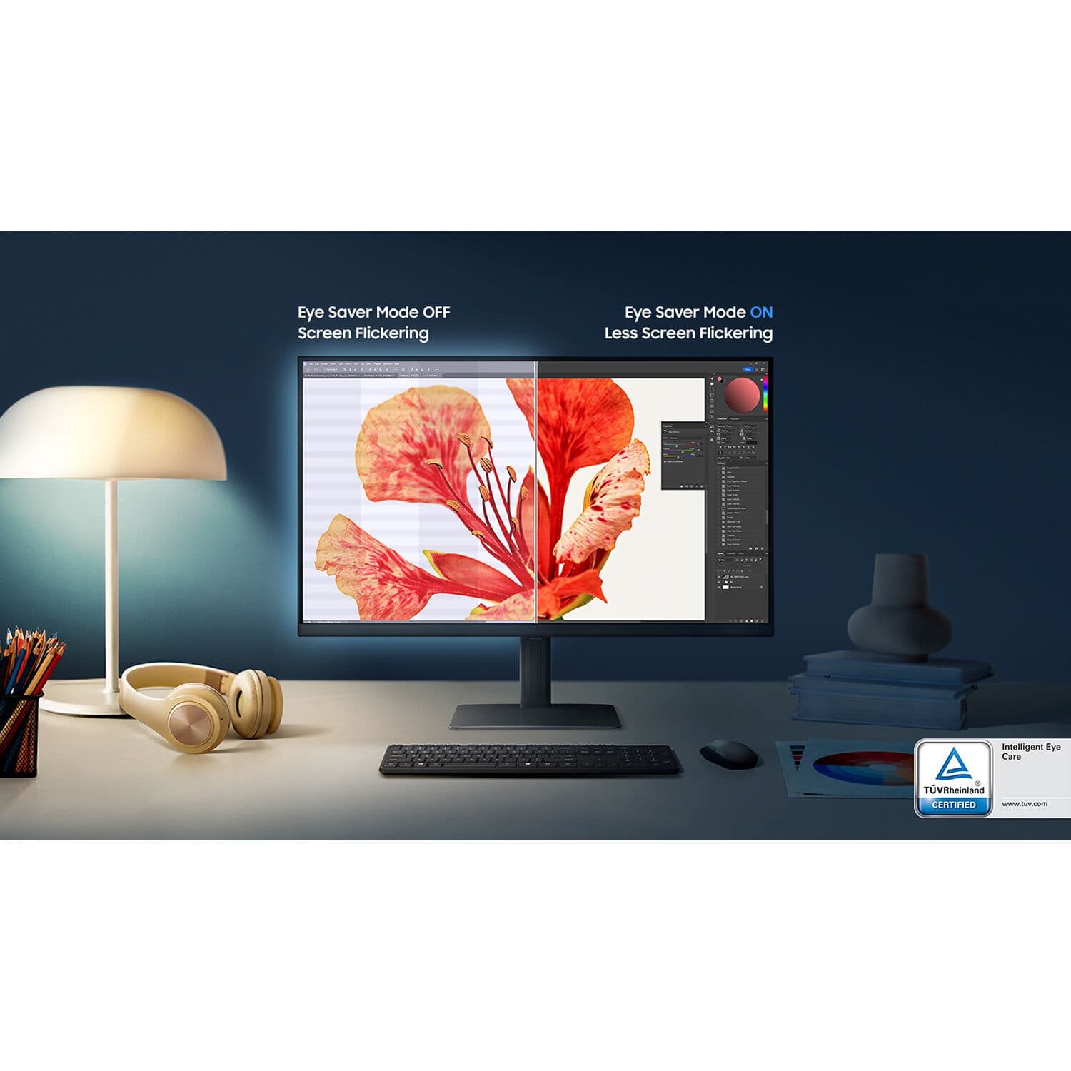 Samsung 27-inch QHD IPS monitor with USB-C, KVM, LAN, HDMI, DisplayPort, and adjustable stand