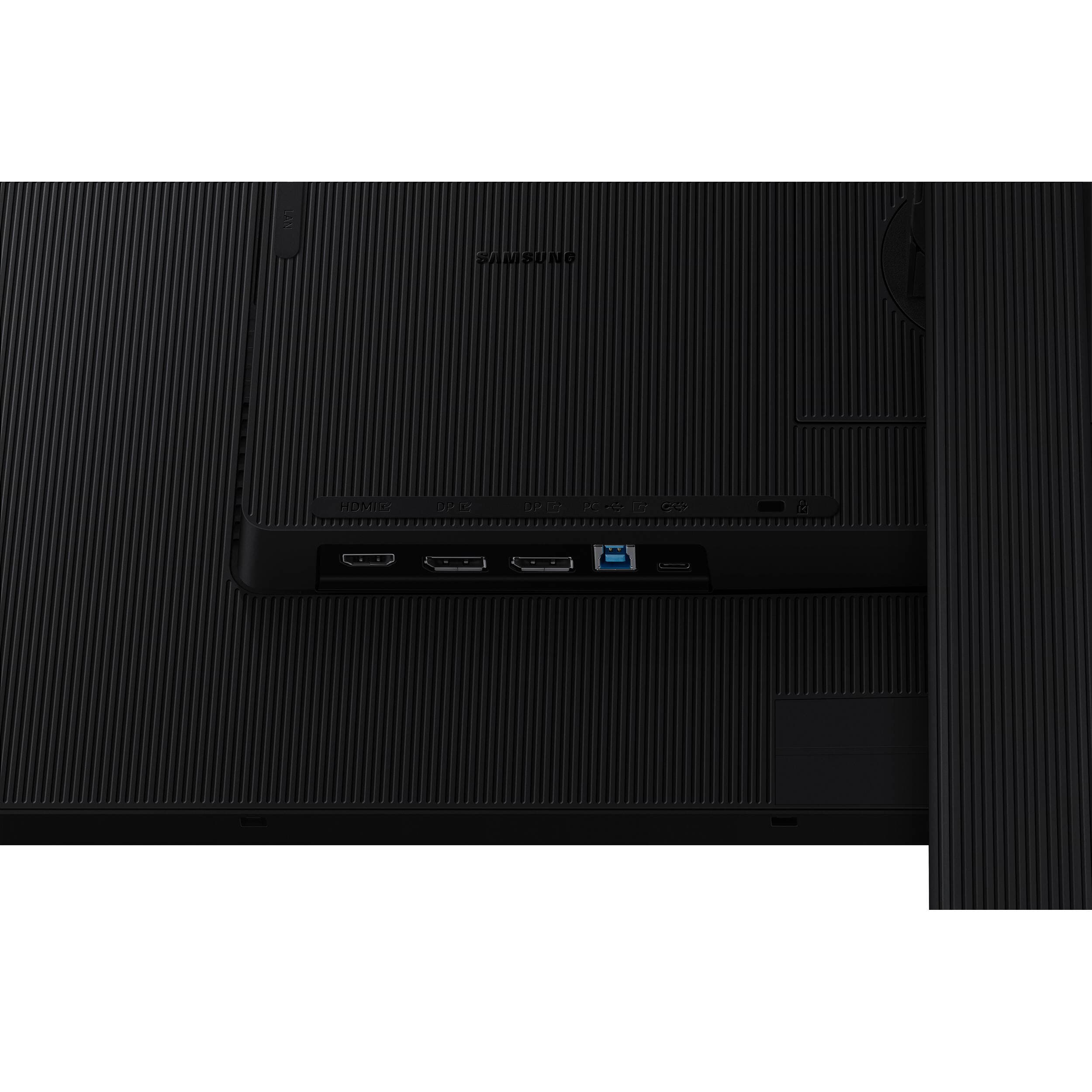 Samsung 27-inch QHD IPS monitor with USB-C, KVM, LAN, HDMI, DisplayPort, and adjustable stand