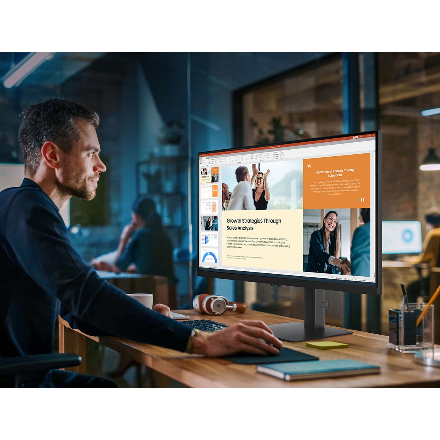 Samsung 32-inch WQHD IPS monitor with adjustable stand and USB hub