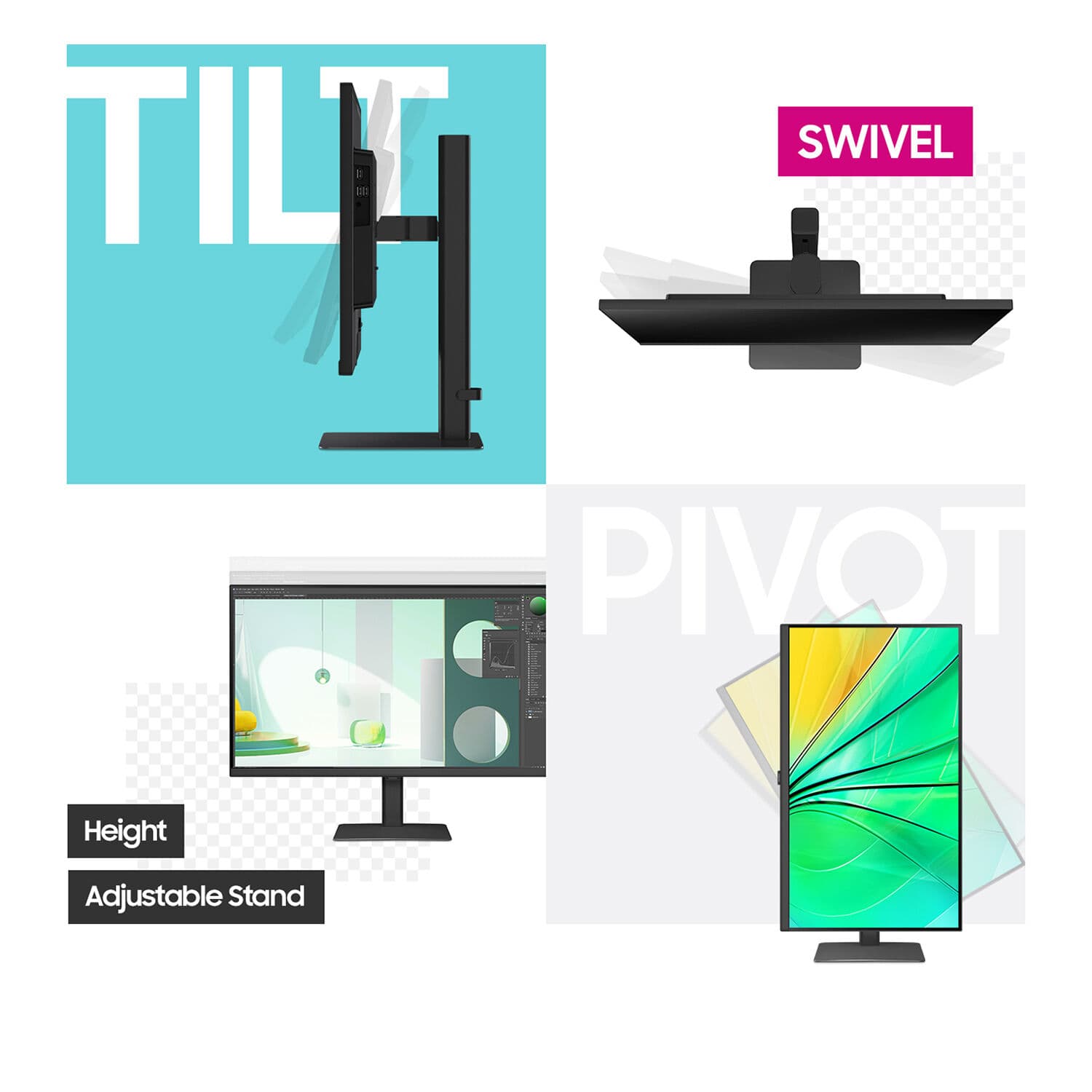 Samsung 32-inch WQHD IPS monitor with adjustable stand and USB hub