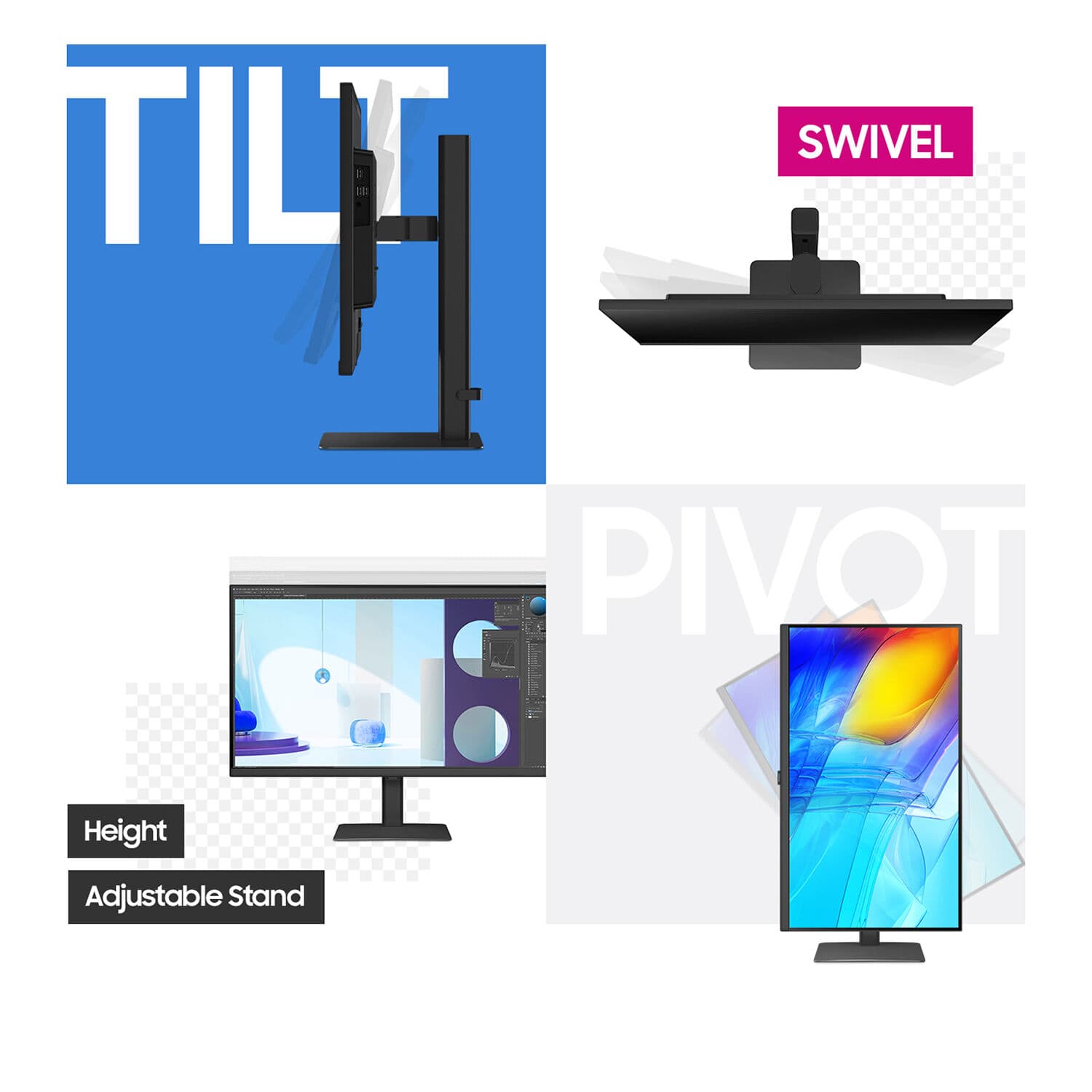 Samsung S32D806EAN 32-inch 4K VA monitor with adjustable stand and USB hub