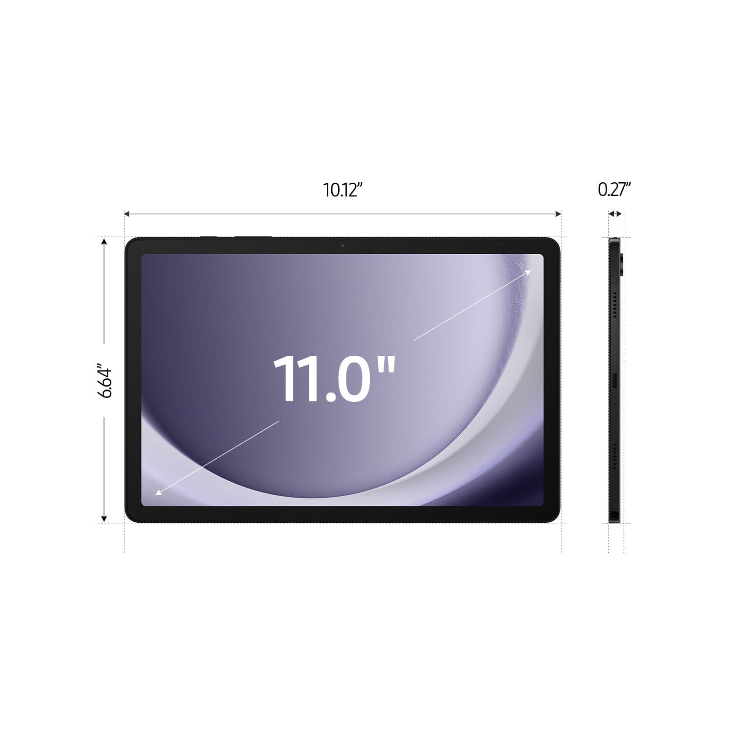 Samsung Galaxy Tab A9+ business tablet in graphite with 11-inch display and AT&T cellular support