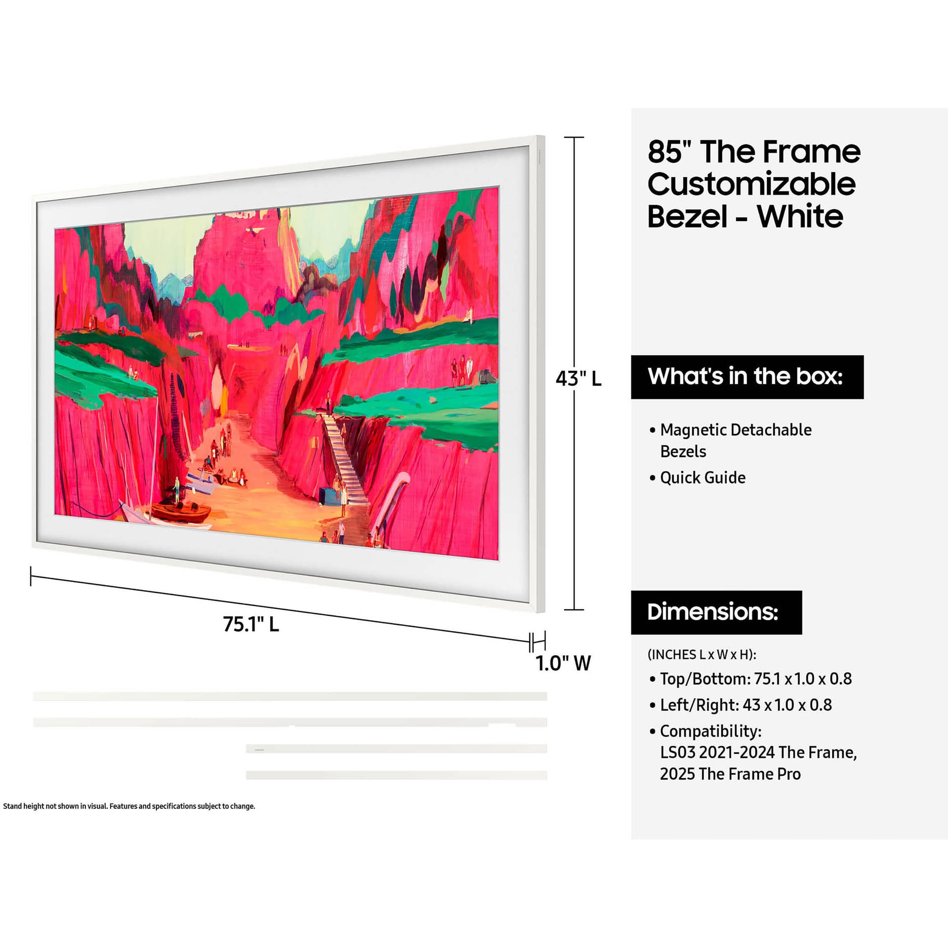 85" Bezel  Modern White view 8